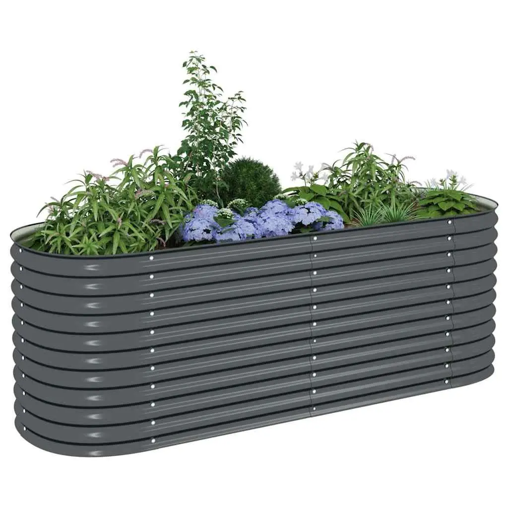 Garden Raised Bed 240x80x81 cm Galvanised Steel Planter Outdoor Grey