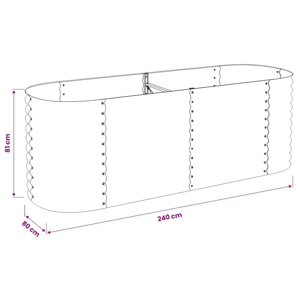 Garden Raised Bed 240x80x81 cm Galvanised Steel Planter Outdoor Grey