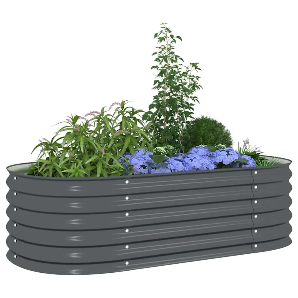 Garden Raised Bed 160x80x44 cm Galvanised Steel Planter Grey Outdoor