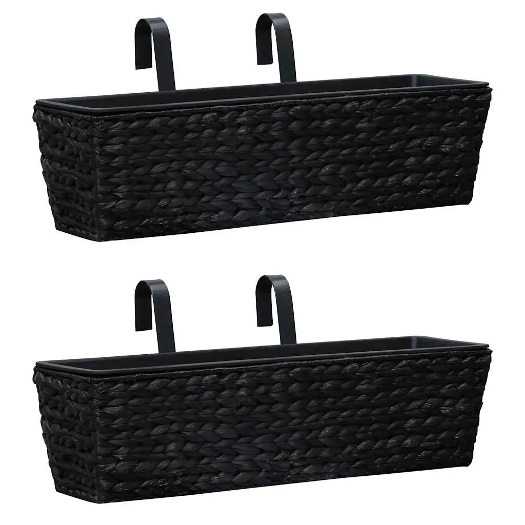 Water Hyacinth Planters Set of 2 Black Indoor Garden Pots with Removable Pots