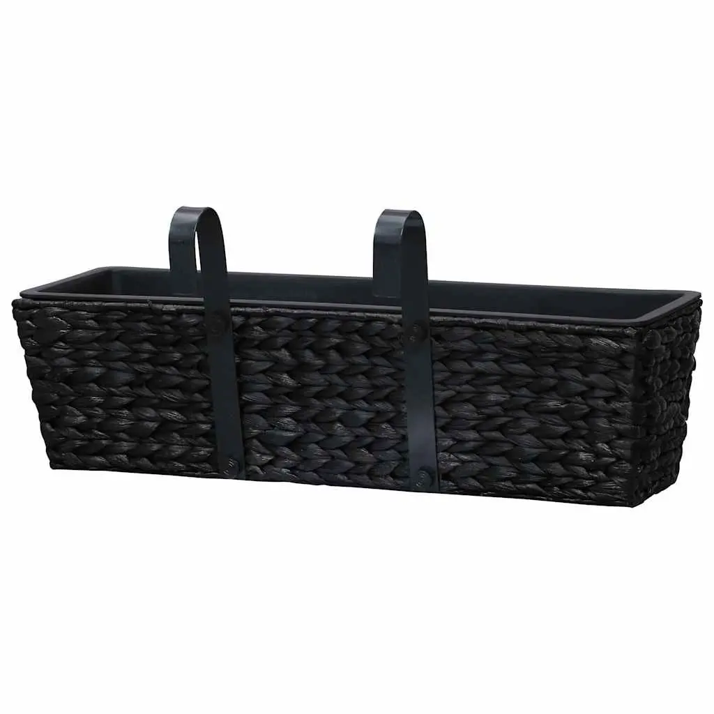 Water Hyacinth Planters Set of 2 Black Indoor Garden Pots with Removable Pots