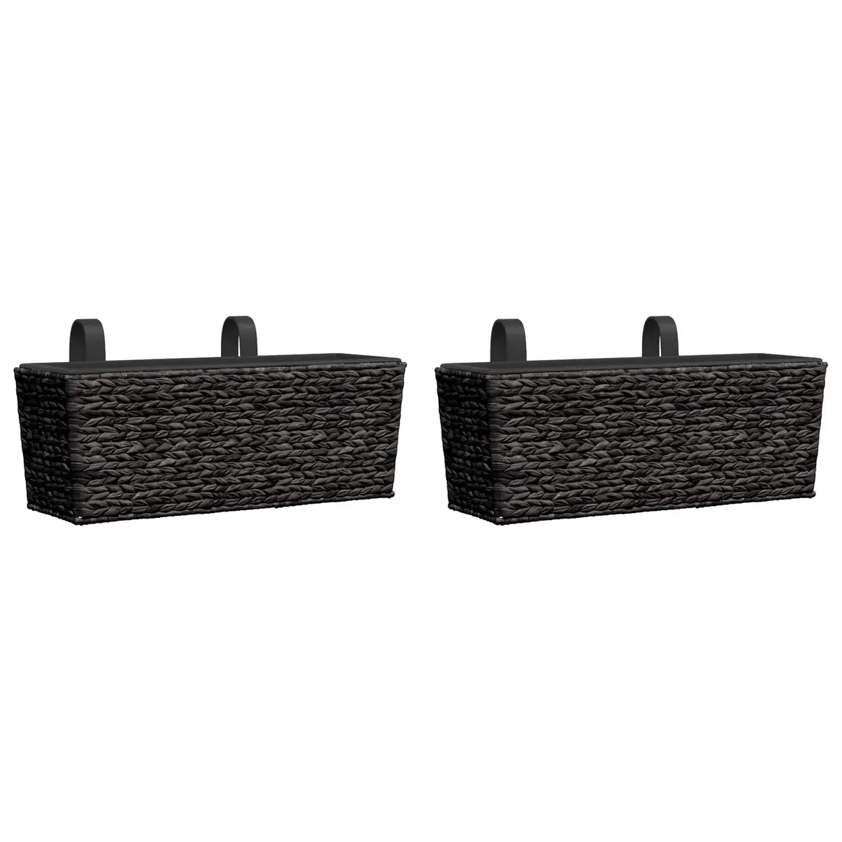 Water Hyacinth Planters Set of 2 Black Indoor Garden Pots with Removable Pots