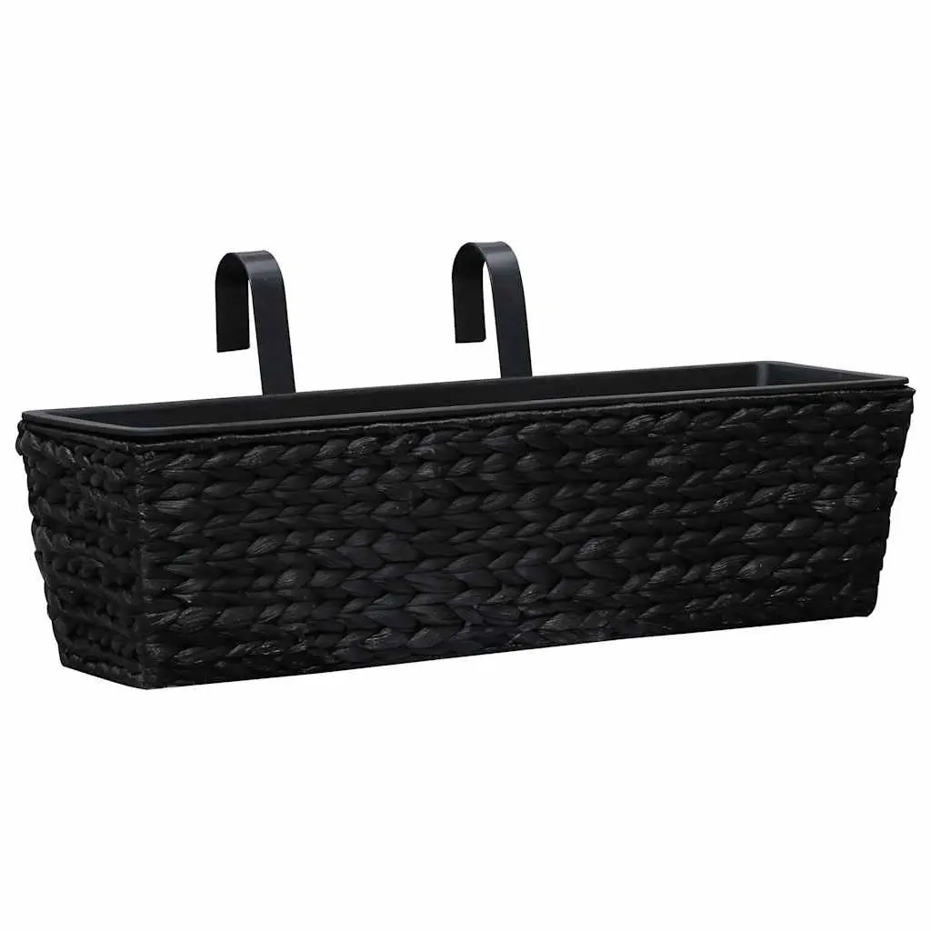 Water Hyacinth Planters Set of 2 Black Indoor Garden Pots with Removable Pots