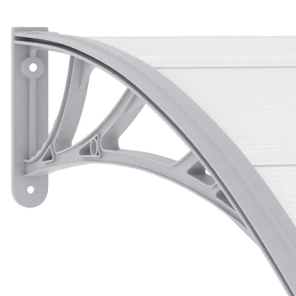 Door Canopy 120x100 cm Grey Polycarbonate Awning Shelter Outdoor