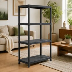 Compact Black Plastic Shelving Unit 60x30x138cm
