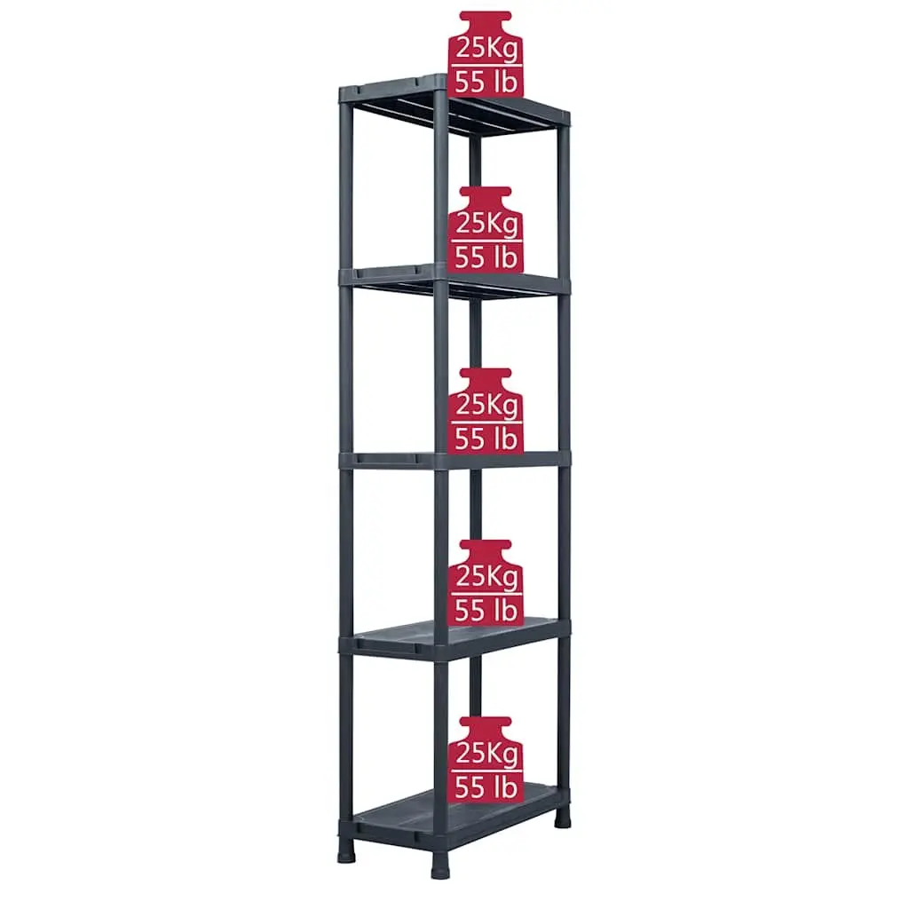 Storage Shelf Rack 60x30x180 cm Black Plastic Sturdy Durable Easy Assembly