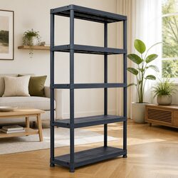 Plastic Storage Shelf Rack Black Industrial Shelving Unit 250kg Capacity