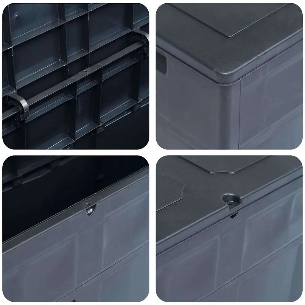 Outdoor Storage Box 320L Weather-Resistant Plastic Black Garden Patio Shed