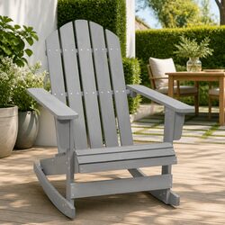 Outdoor Rocking Chair Grey Wooden Garden Patio Armchair Relaxation Seating