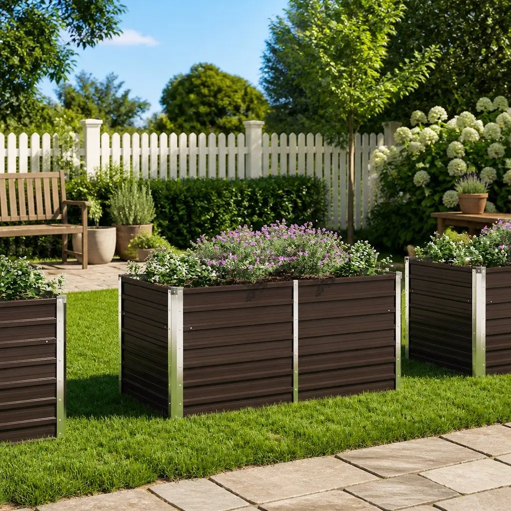 Raised Garden Bed 160x80x77 cm Galvanised Steel Sturdy Construction