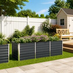 Raised Garden Bed Anthracite 240x80x77cm Galvanised Steel Planter Box
