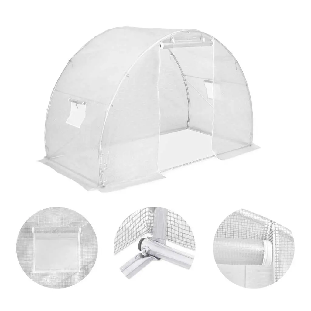 Greenhouse 4.5 m² White Plant House with Ventilation Windows and Door Frame
