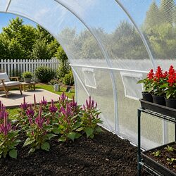 Greenhouse 27 m² 900x300x200 cm White PE Mesh Fabric Galvanised Steel Frame