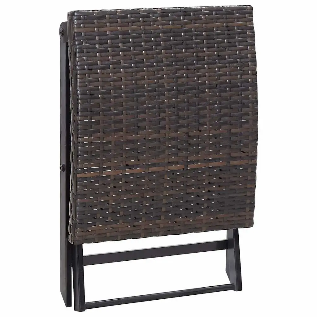 Folding Stool Brown Lightweight Portable Weather-resistant PE Rattan Outdoor Footrest