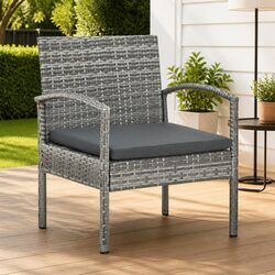Comfortable Grey Rattan Chair for Relaxation and Dining