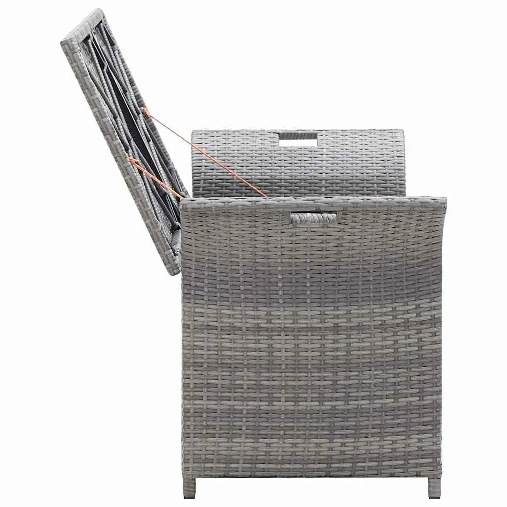 Outdoor Storage Bench 138cm Grey Water-resistant PE Rattan with Removable Washable Cushion
