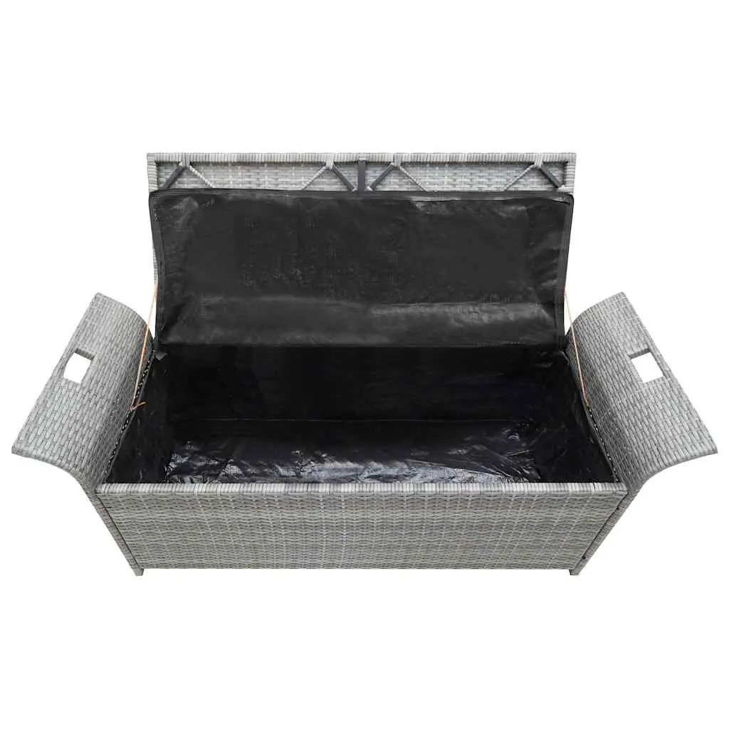 Outdoor Storage Bench 138cm Grey Water-resistant PE Rattan with Removable Washable Cushion