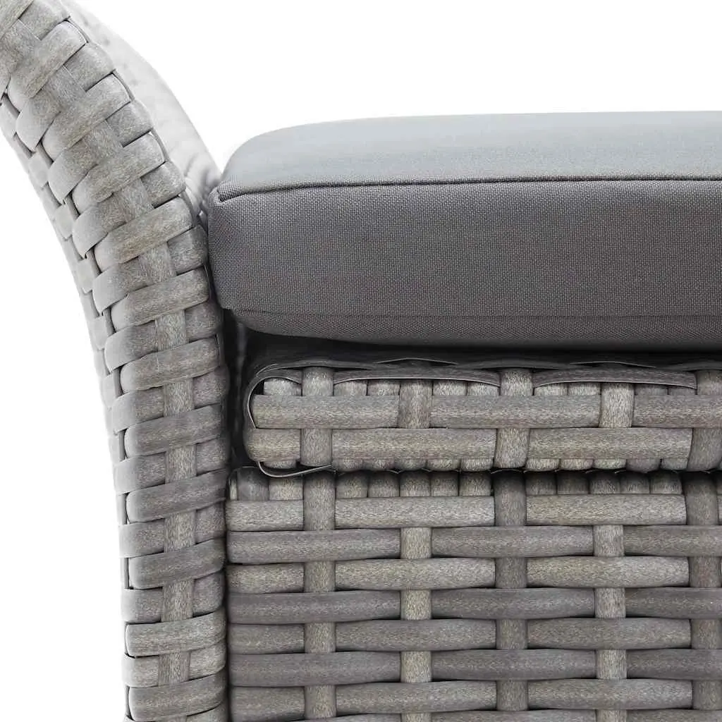 Outdoor Storage Bench 138cm Grey Water-resistant PE Rattan with Removable Washable Cushion