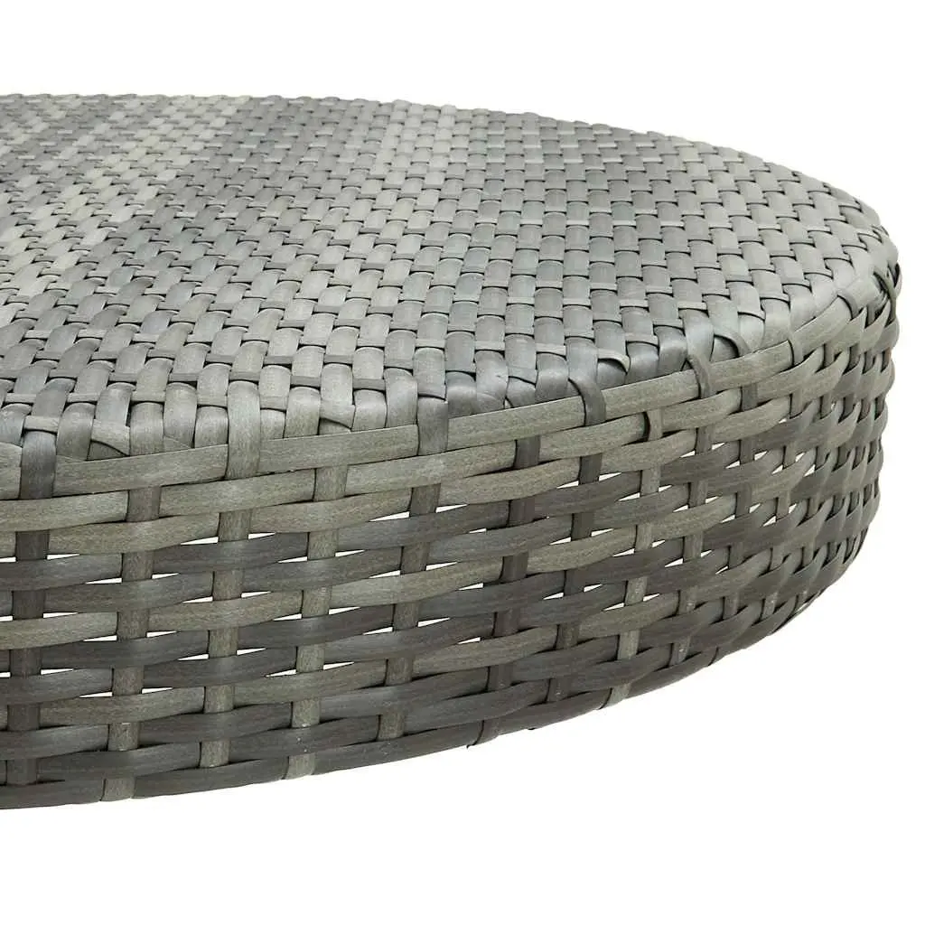 Outdoor Garden Table Grey Round Poly Rattan Dining Patio Furniture