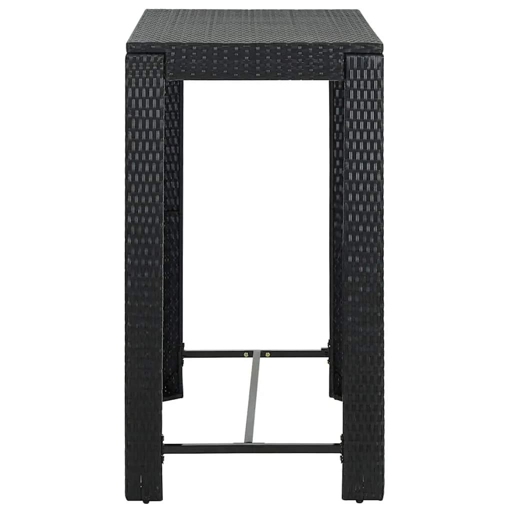 Bar Table Black High Top PE Rattan Steel Frame for Outdoor Garden Patio Furniture