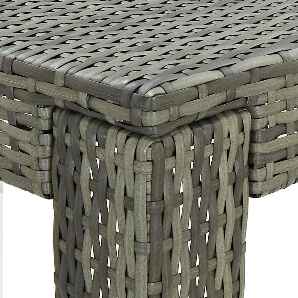 Outdoor Bar Table Grey High Top Counter Height Powder-coated Steel Frame PE Rattan Construction