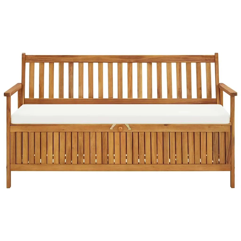 Outdoor Storage Bench 148cm Brown Acacia Wood Cushion Garden Patio Seating