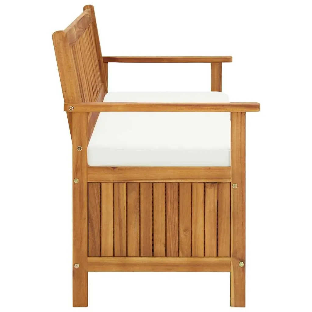 Outdoor Storage Bench 148cm Brown Acacia Wood Cushion Garden Patio Seating