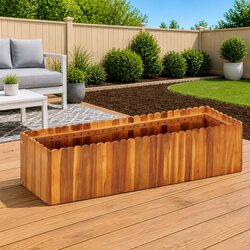 Garden Raised Bed Planter 100x30x25 cm Solid Wood Outdoor Flower Vegetable Box