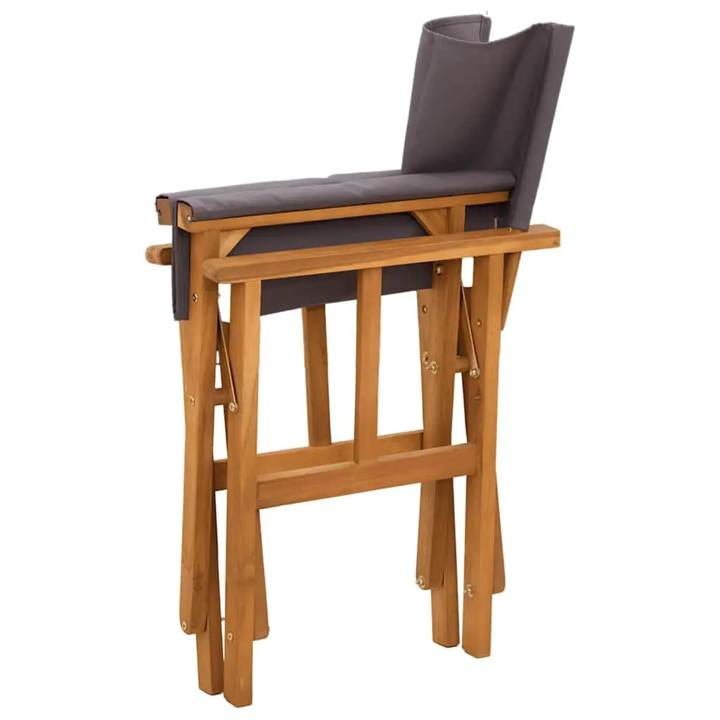 Folding Director's Chairs 2 Pack Brown Solid Acacia Wood Weather Resistant Fabric Seats