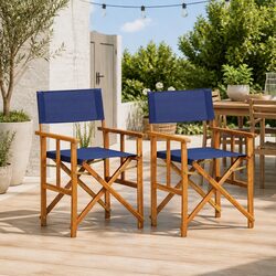 Blue Folding Director's Chairs for Outdoor Enjoyment