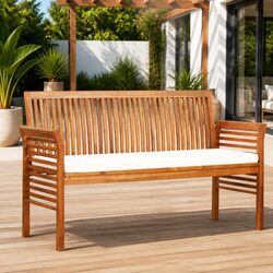 3-Seater Outdoor Garden Bench 150cm Brown Patio Seating with Cushion