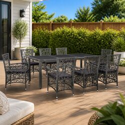 Enhance Your Patio with a 9-Piece Grey Rattan Dining Set