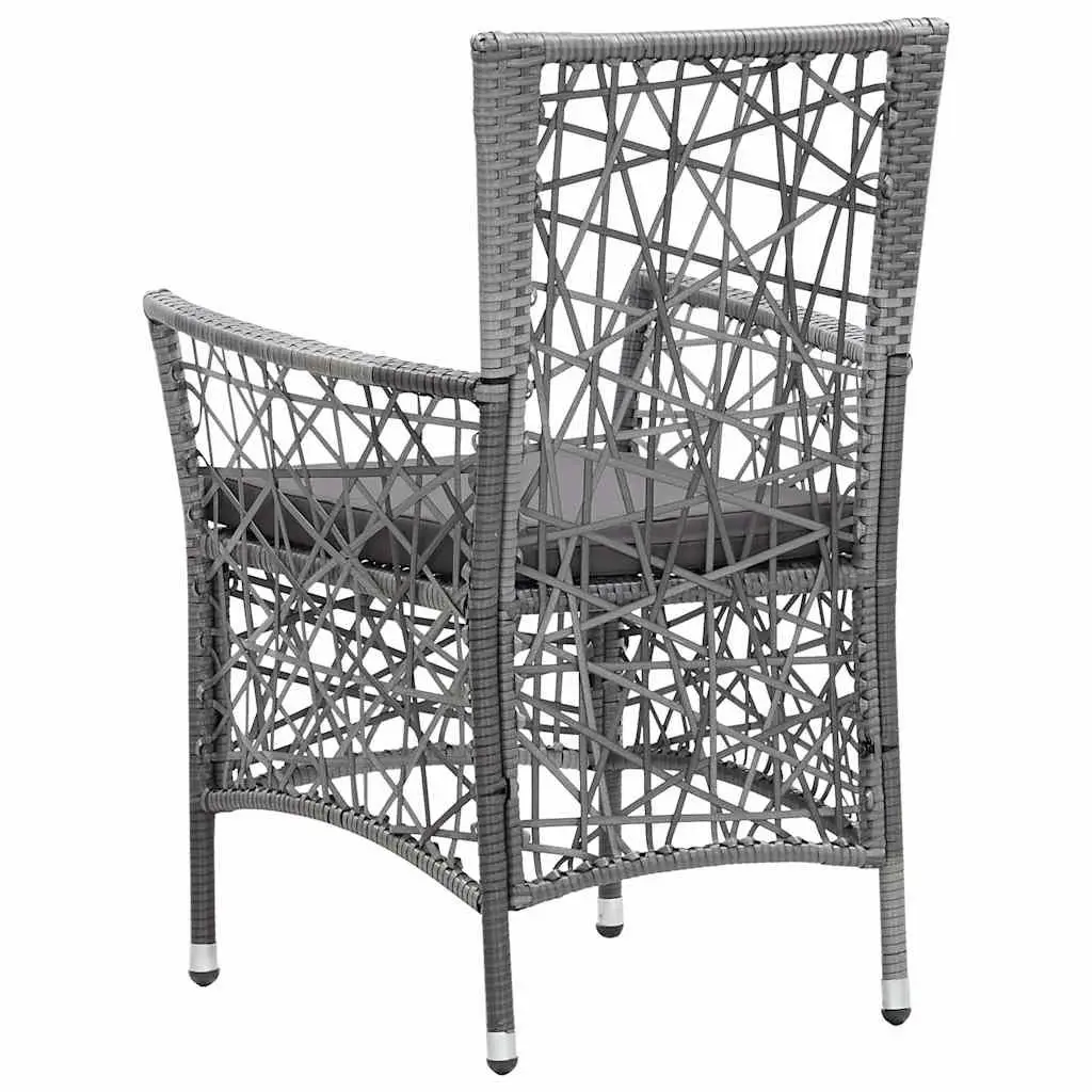 Outdoor Chairs 2 pcs Grey Poly Rattan with Removable Cushions Garden Patio Seating Set