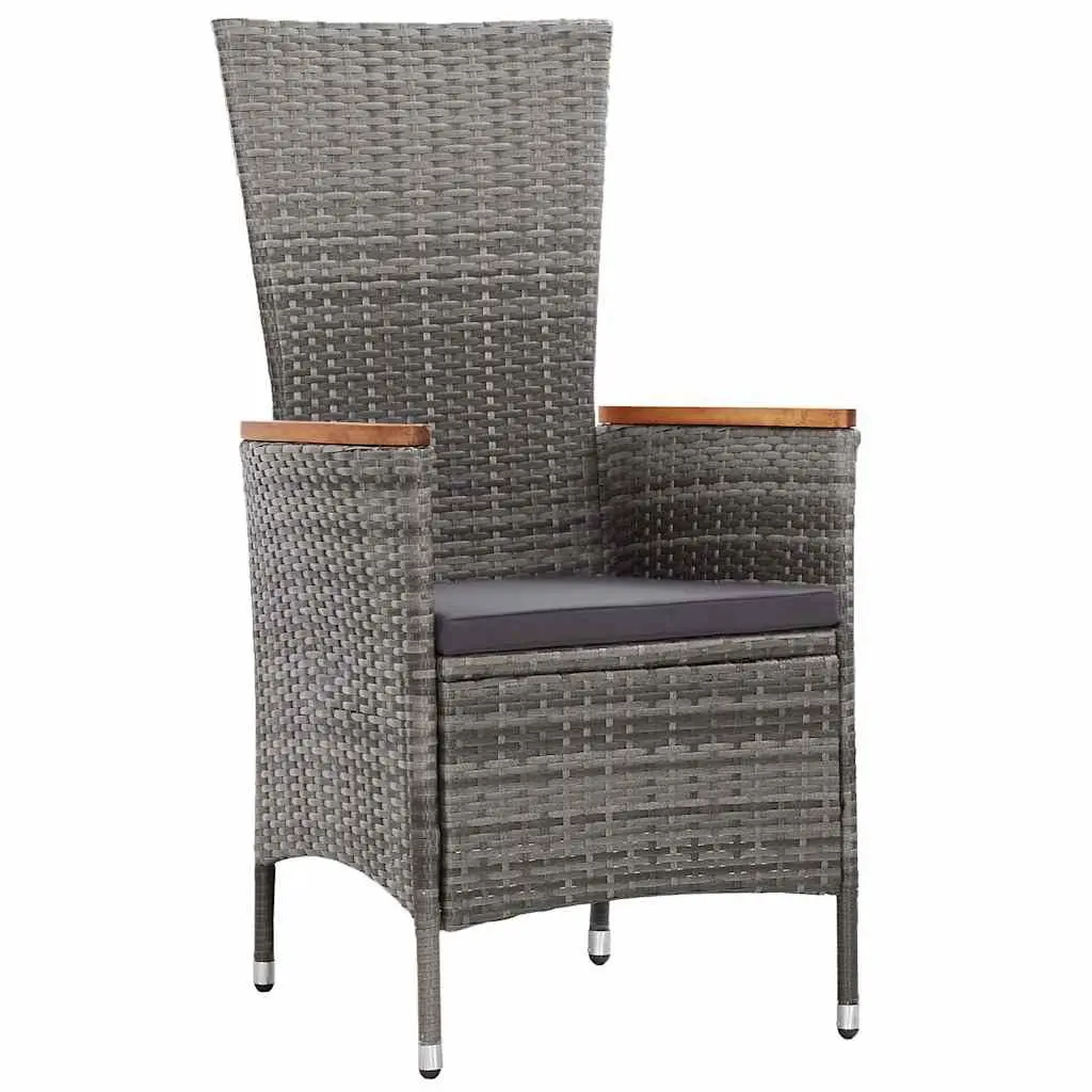 9 Piece Garden Dining Set Poly Rattan Grey Furniture Adjustable Chairs with Cushions