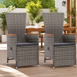 Grey Outdoor Reclining Chairs with Cushions for Relaxation