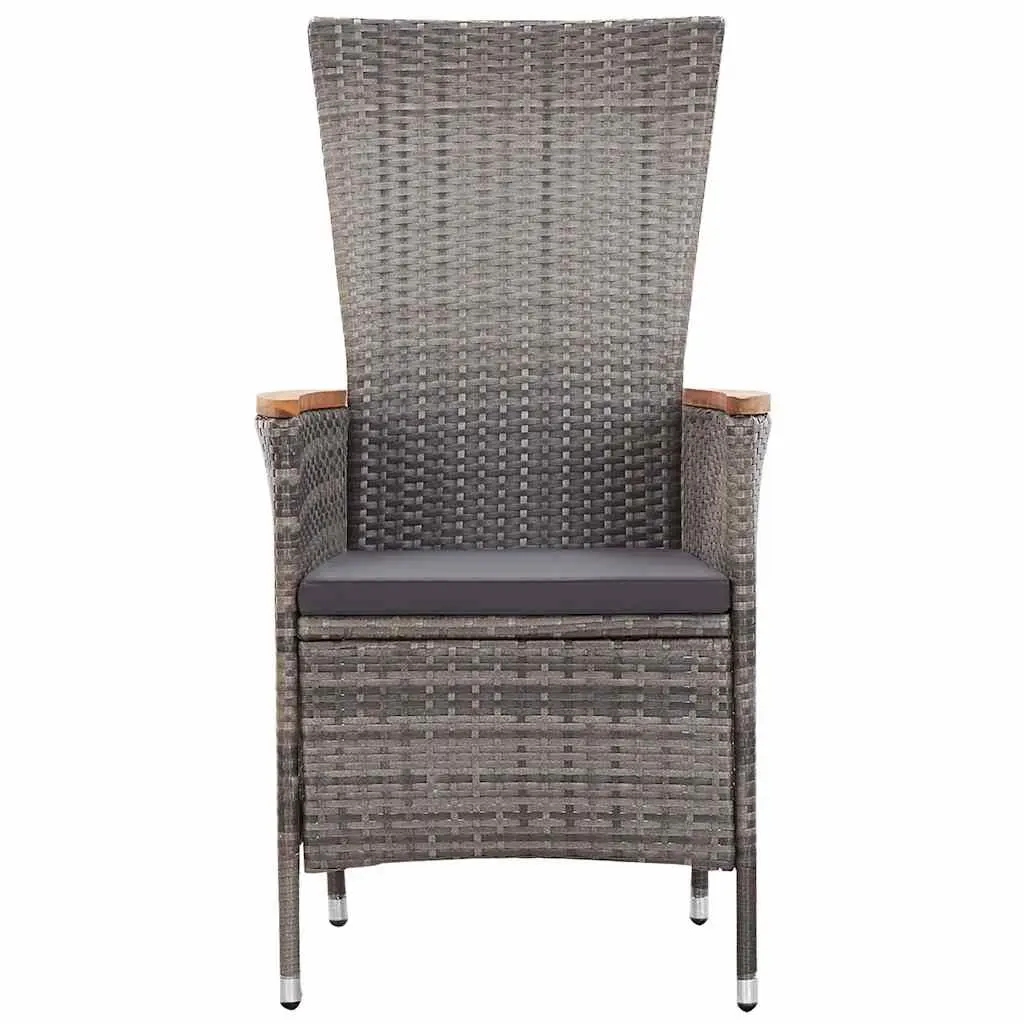 Outdoor Armchairs 2 pcs Set Grey Water-Resistant PE Rattan with Reclining Backrest and Cushions