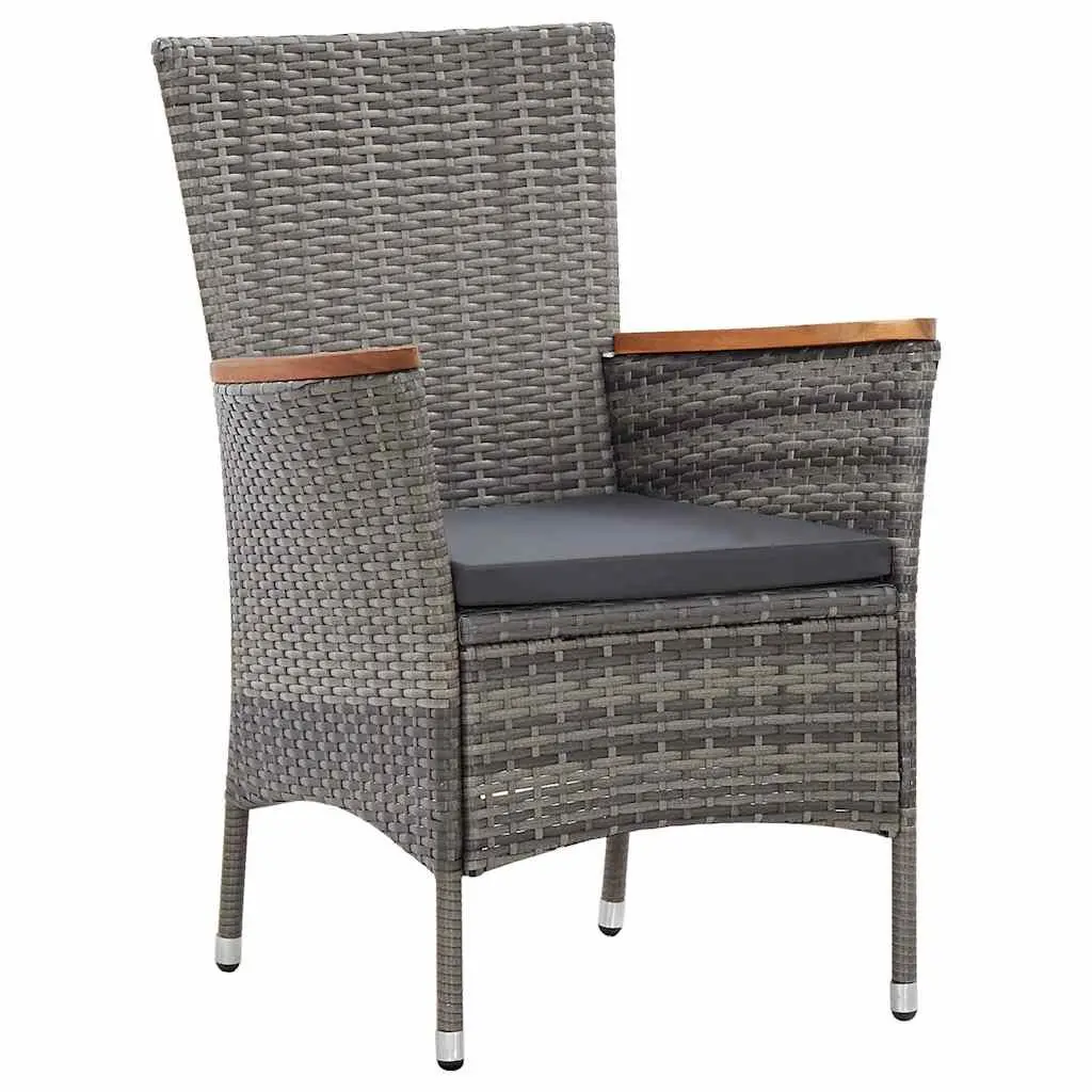 Garden Dining Set 7 Piece Grey Water-resistant PE Rattan Outdoor Furniture with Cushions