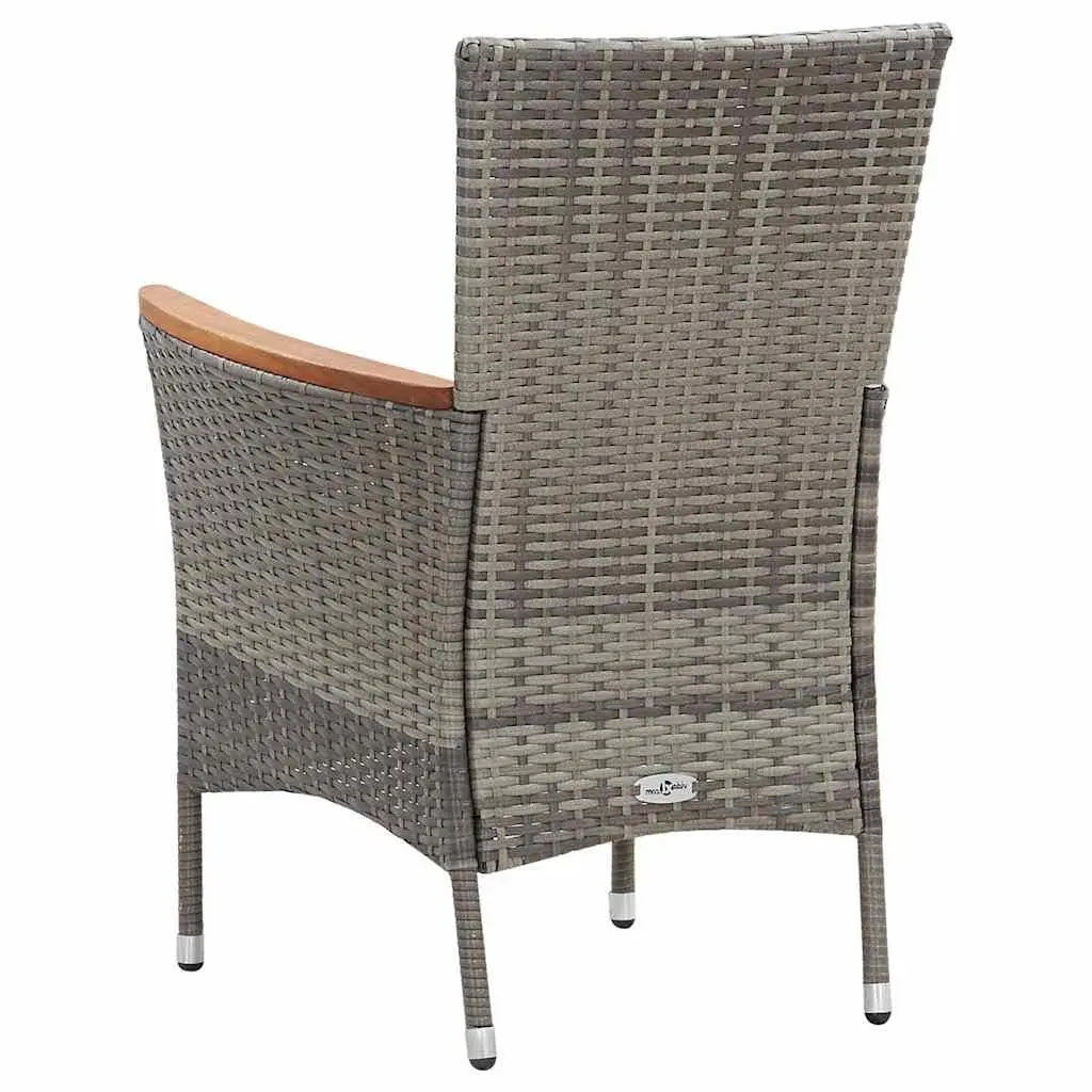 Garden Dining Set 7 Piece Grey Water-resistant PE Rattan Outdoor Furniture with Cushions