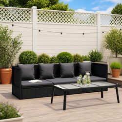 Sun Lounger Garden Bed Outdoor Rattan Adjustable Recliner Seating with Cushion