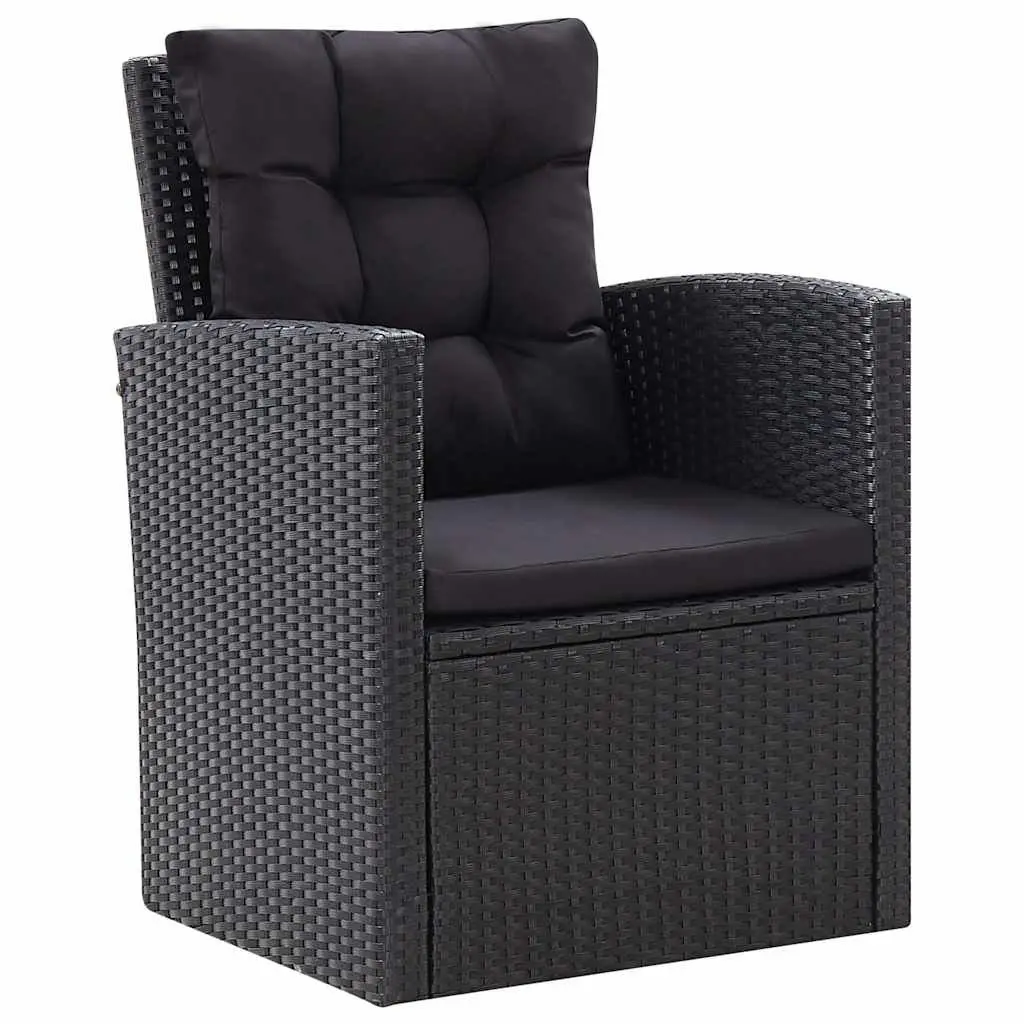 Garden Lounge Set 6 Piece Outdoor Patio Sofa Water-resistant PE Rattan Black Cushions