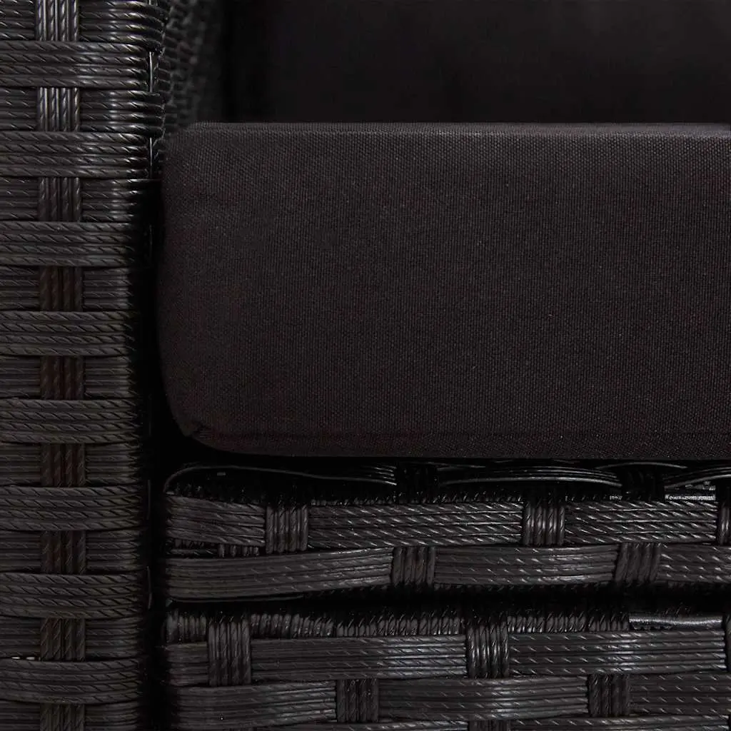 2-Seater Outdoor Garden Sofa 124cm Weather-Resistant PE Rattan with Cushions Black