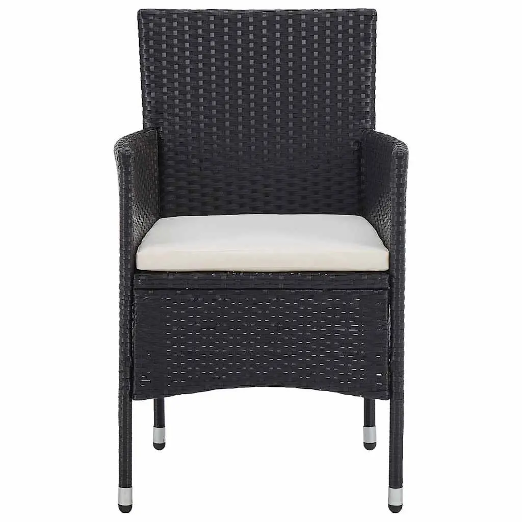 Outdoor Dining Chairs 2pc Set Black Weather Resistant Steel Frame with Cushions
