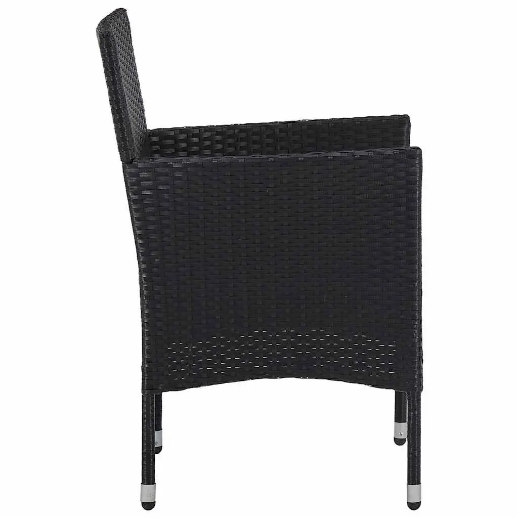 Outdoor Dining Chairs 2pc Set Black Weather Resistant Steel Frame with Cushions