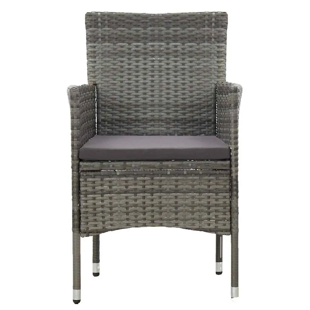 Outdoor Dining Chairs 2 pcs Grey Weather-Resistant Poly Rattan Curved Backrest