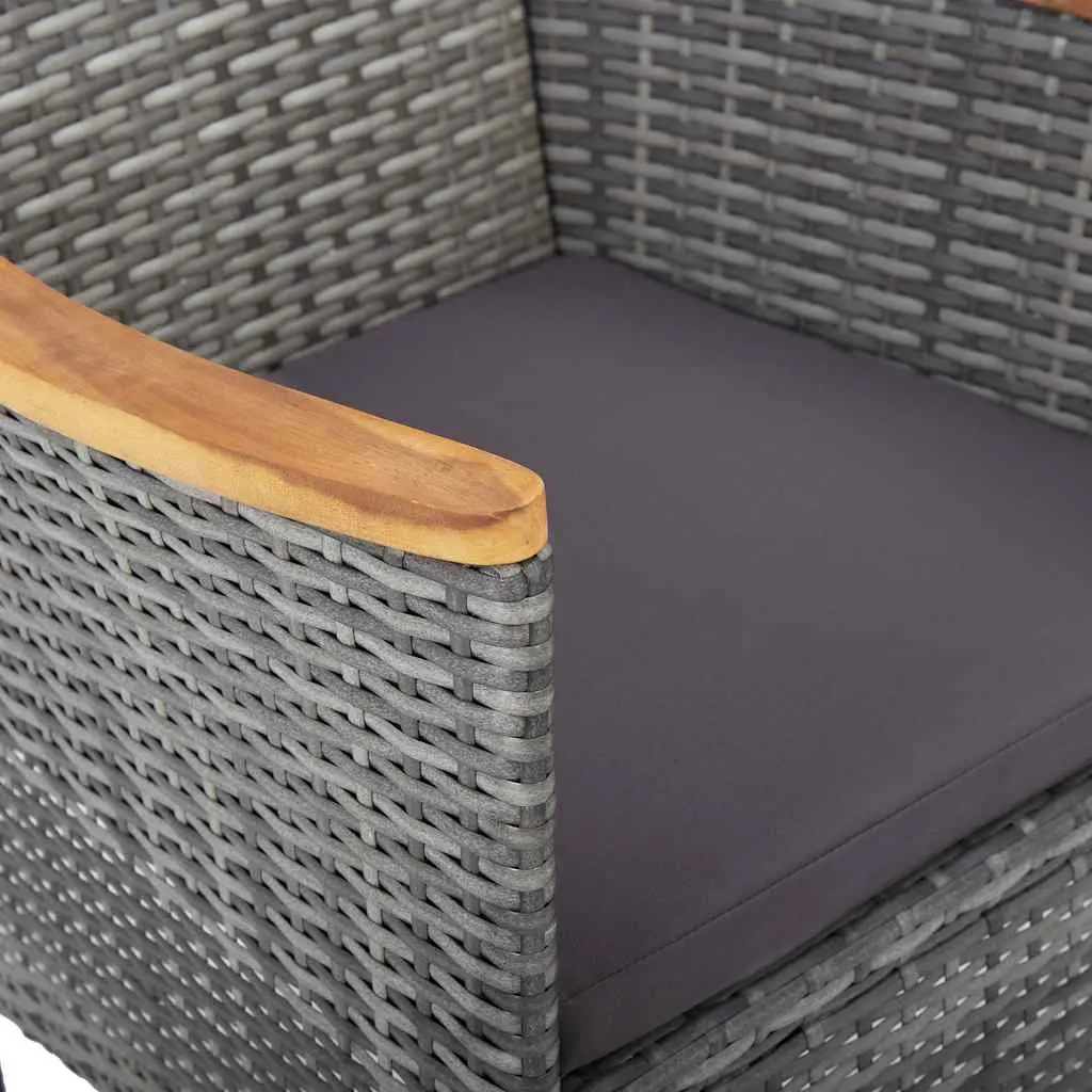 Outdoor Dining Chairs Set 2 pcs Grey Poly Rattan Weather-Resistant Steel Frame Ergonomic Support