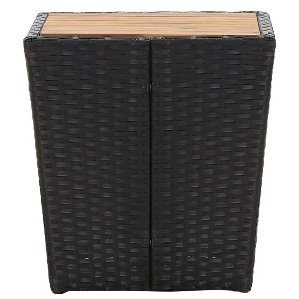 Outdoor Tea Table 41.5 x 41.5 x 43 cm Black Weather-resistant PE Rattan Solid Acacia Wood Powder-coated Steel Frame
