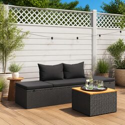 Stylish Black Patio Lounger Bed with Cushions