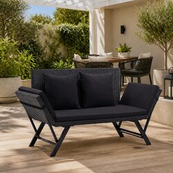 Versatile Outdoor Garden Bench with Daybed Functionality