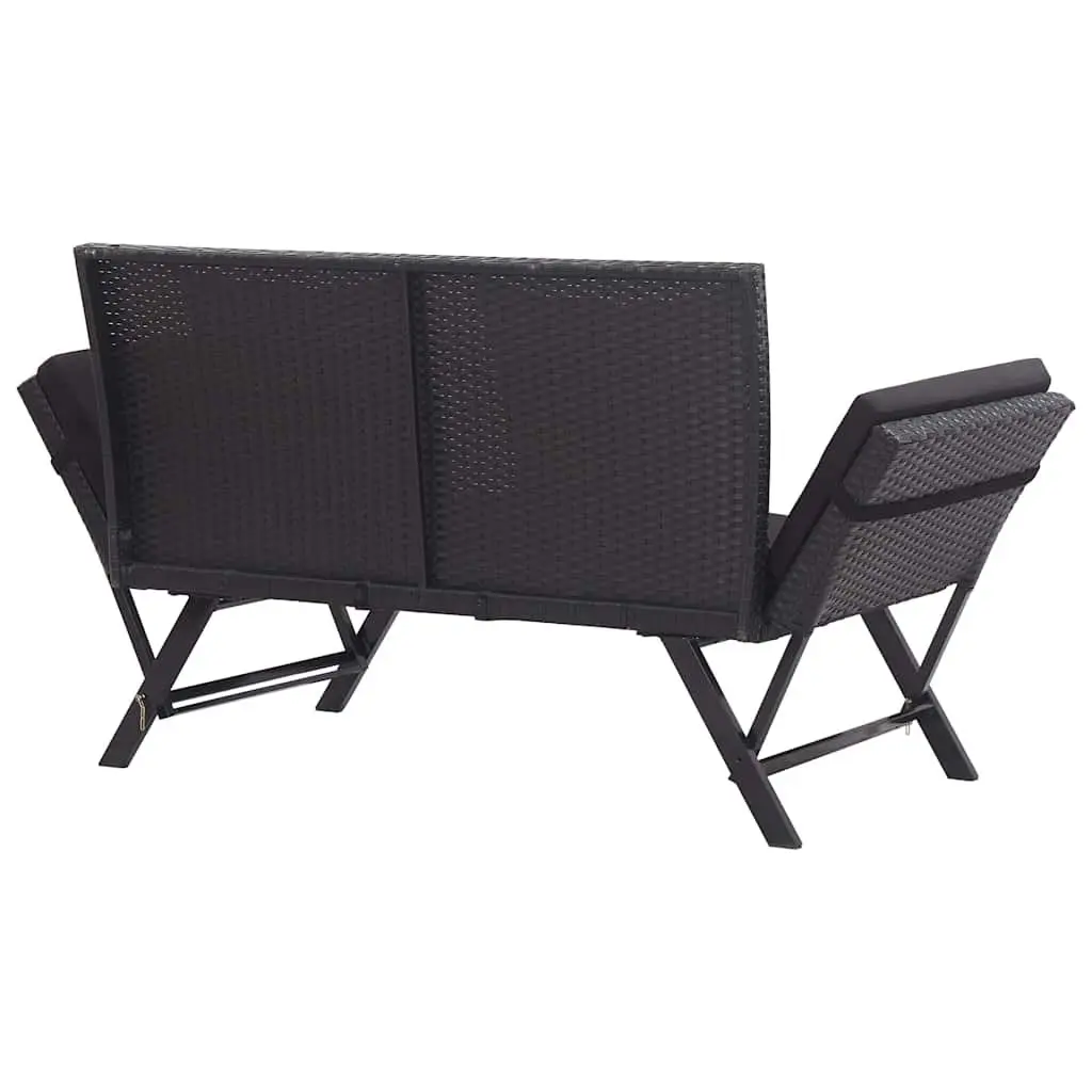 Outdoor Garden Bench 176cm Adjustable Rattan Black