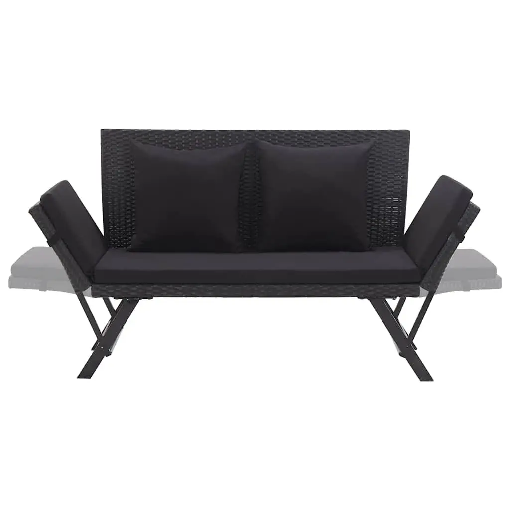 Outdoor Garden Bench 176cm Adjustable Rattan Black